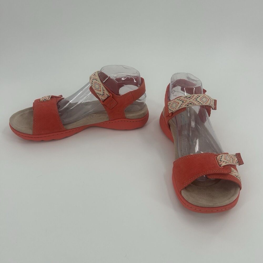 Clarks Amanda Sprint Womens Sandals US 9 EU 40 Coral Aztec Adjustable Straps